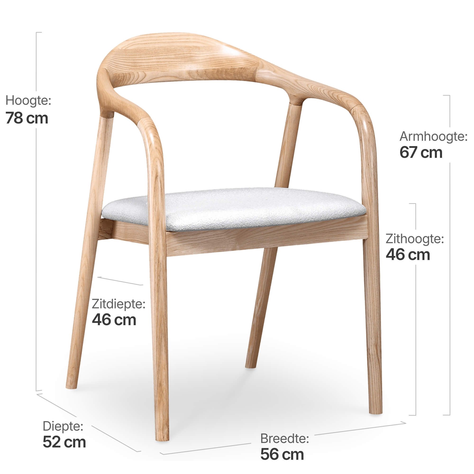 Artson Eetkamerstoel | Essen | Wit Boucle