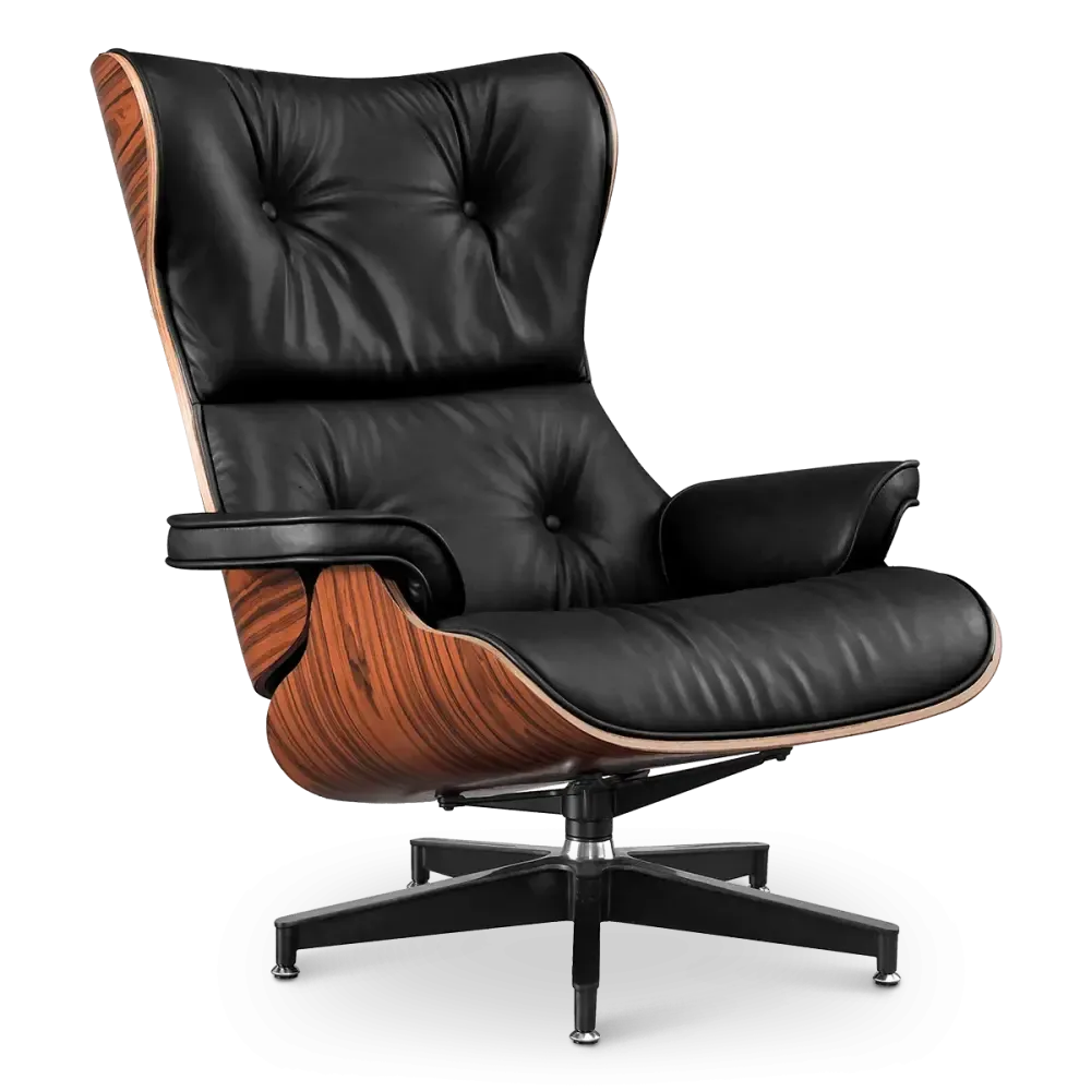 specificaties cavel lounge chair zwart leer palissander schalen