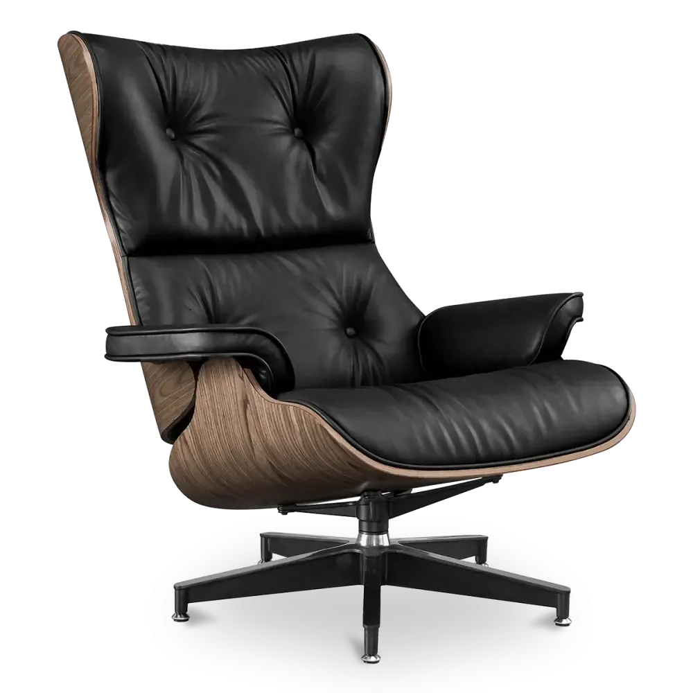 specificaties cavel lounge chair zwart leer walnoot schalen