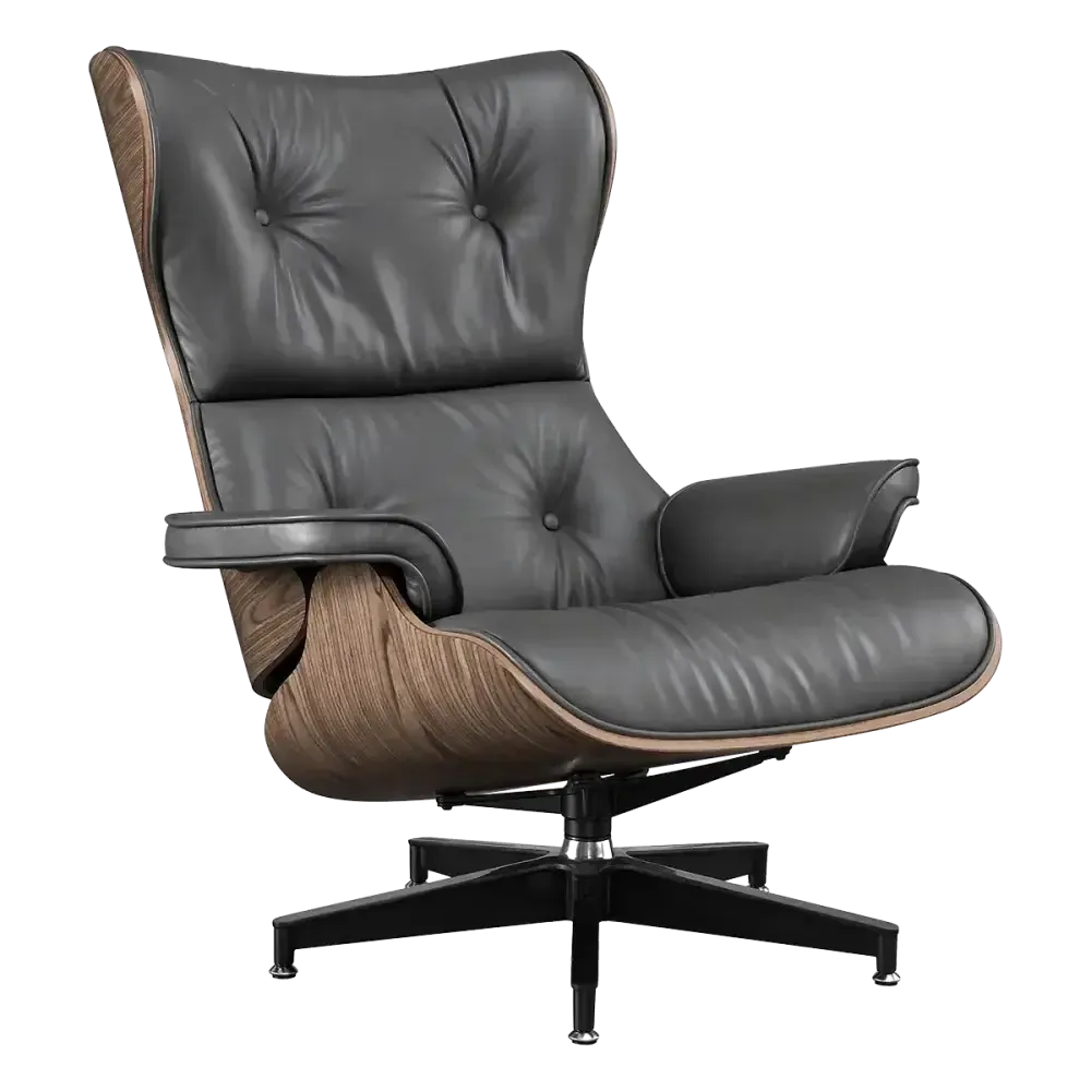 specificaties cavel lounge chair grijs leer walnoot schalen