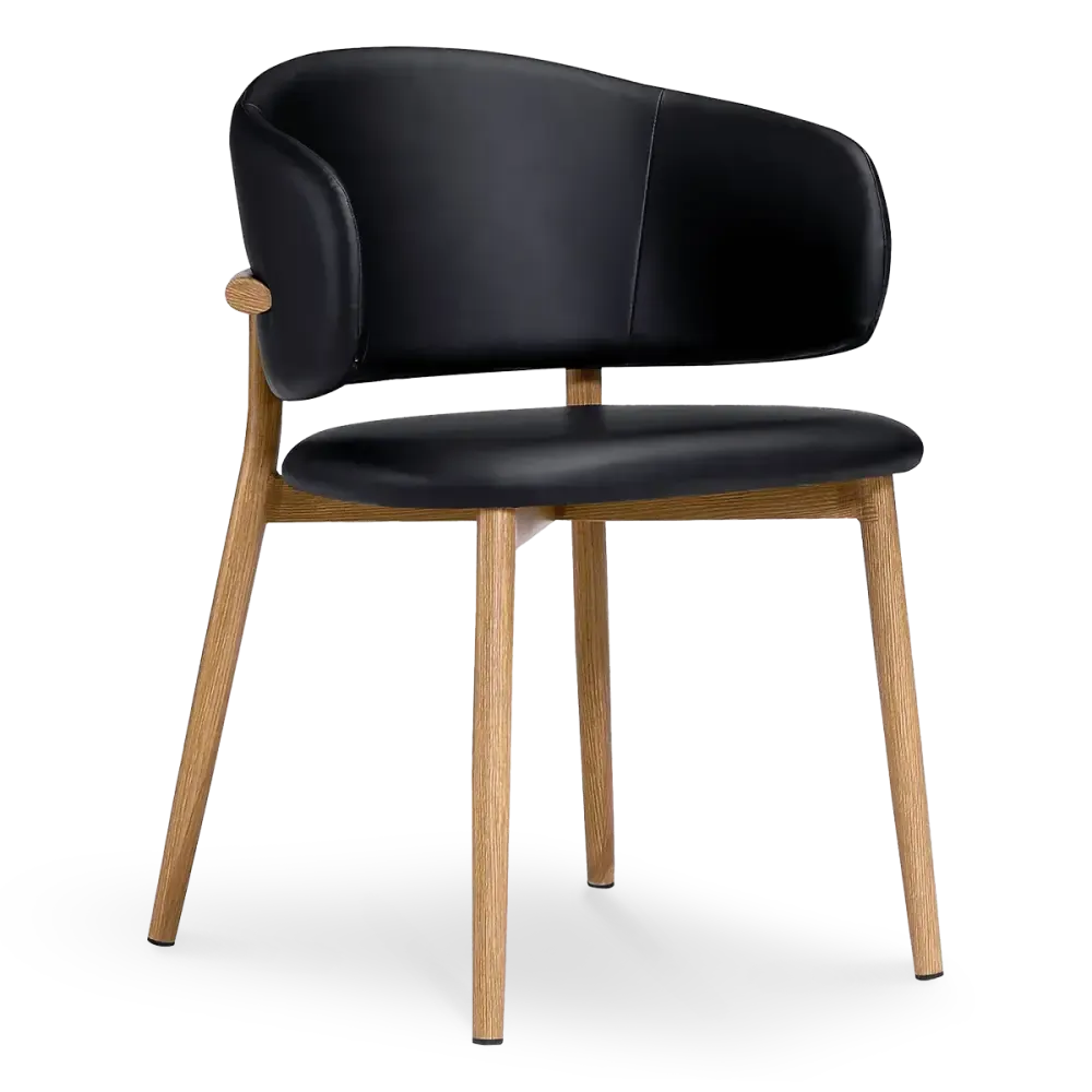 specificaties-nagato-eetkamerstoel-eiken finish-zwart leer
