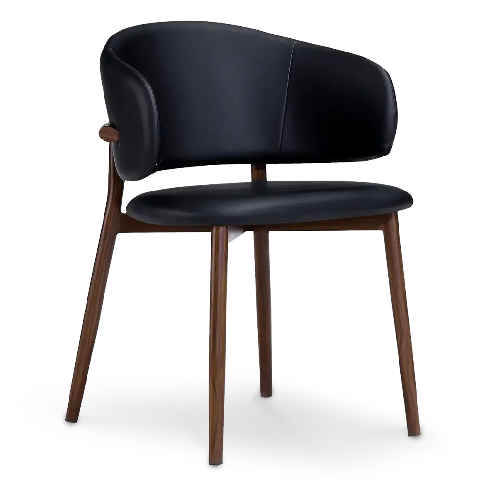 specificaties-nagato-eetkamerstoel-walnoot finish- zwart leer