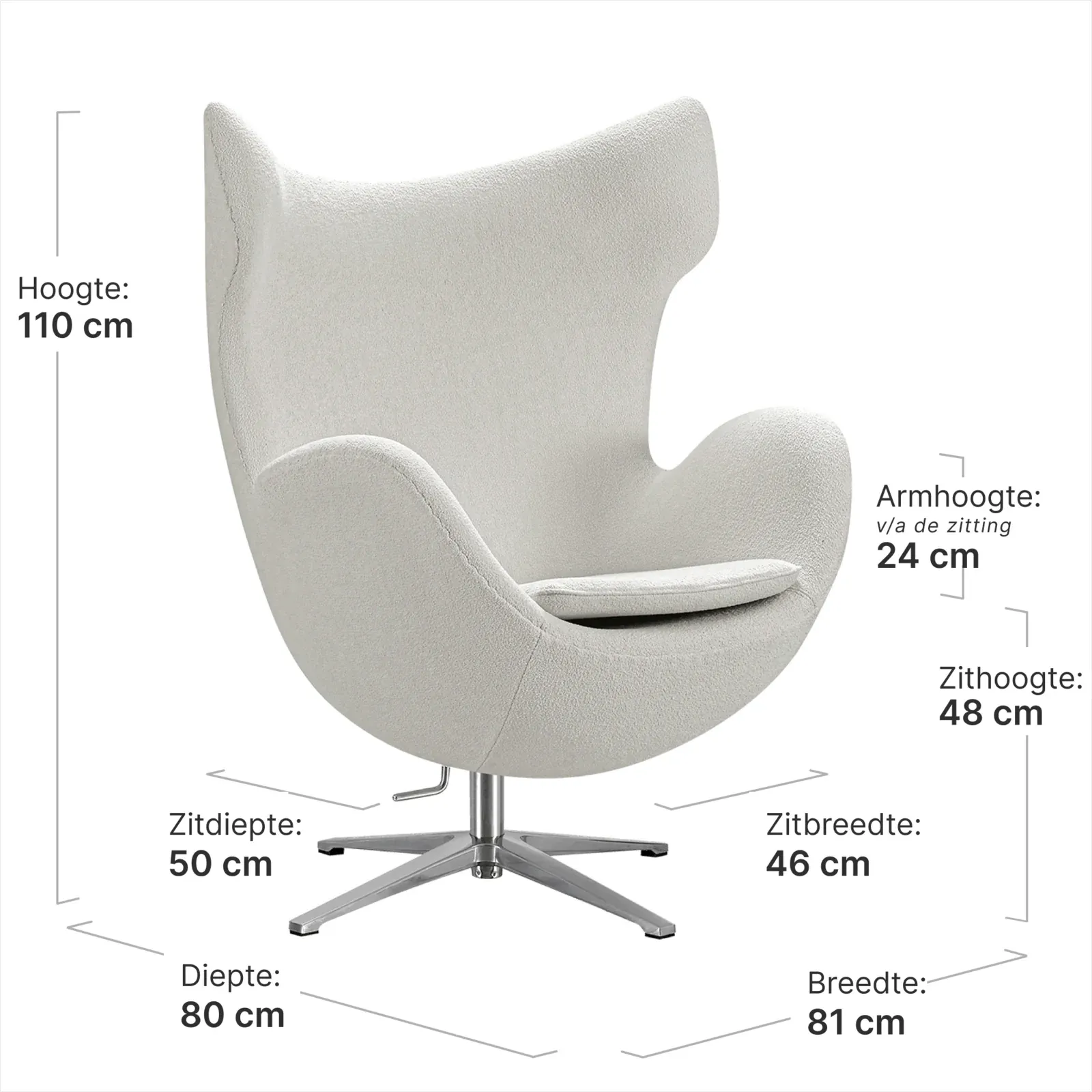 Flag Chair Wit Teddy Boucle