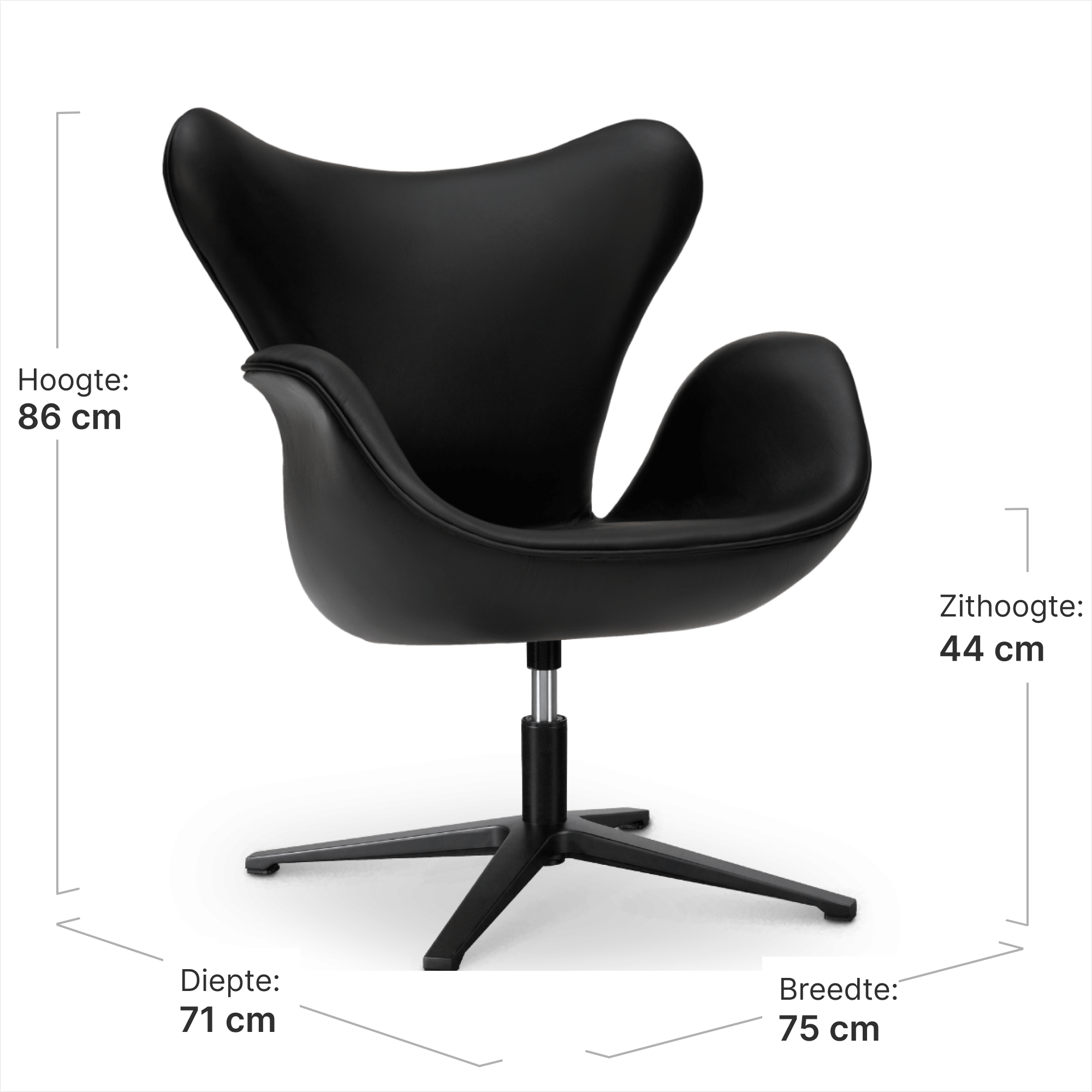Sean Chair Zwart Leer