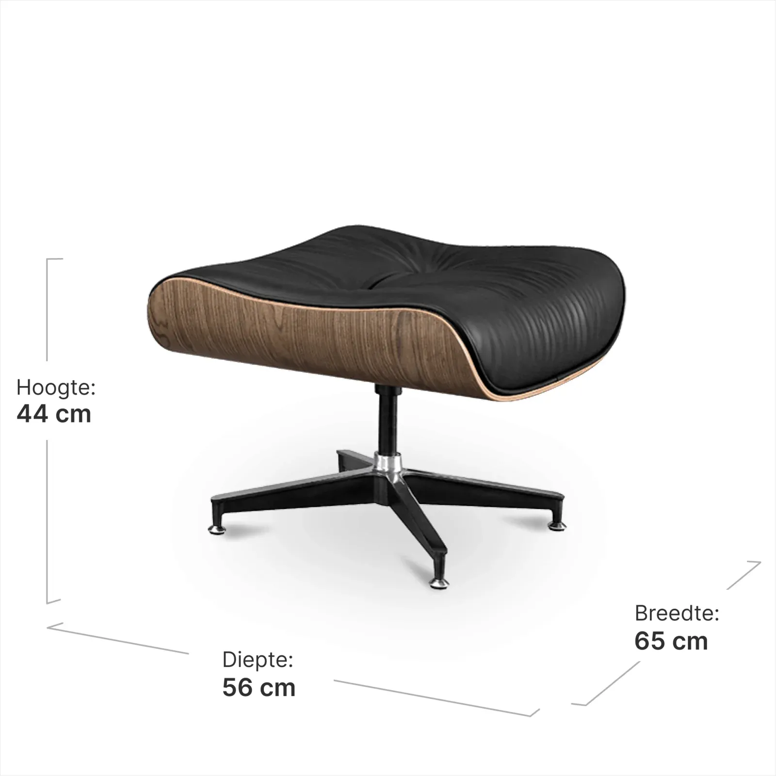 Cavel Lounge Chair Zwart Leer | Walnoot Schalen