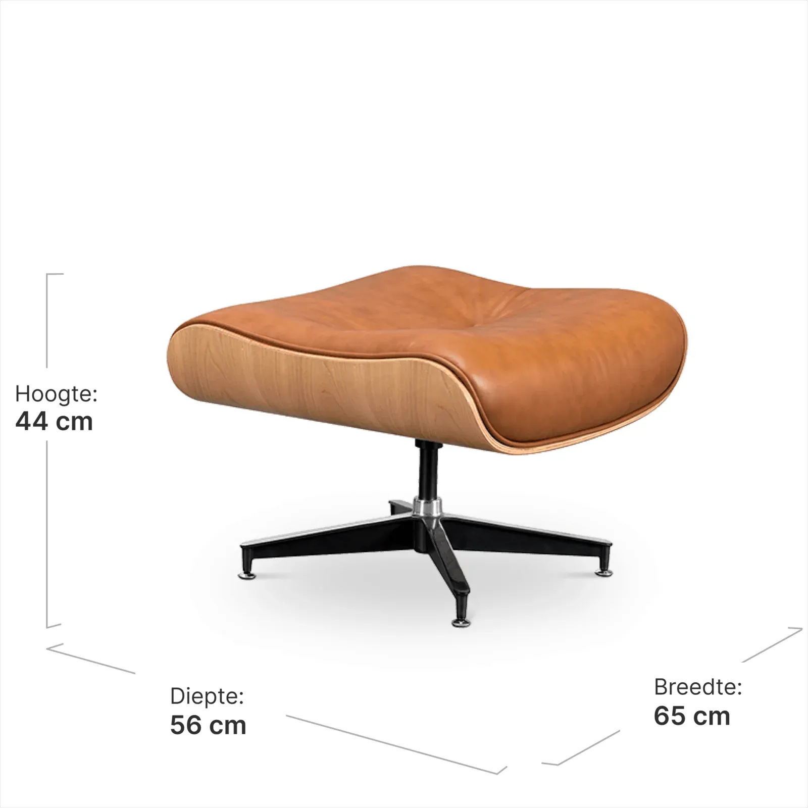 Cavel Lounge Chair Ottoman / Hocker Cognac / Bruin Leer | Essen Schaal