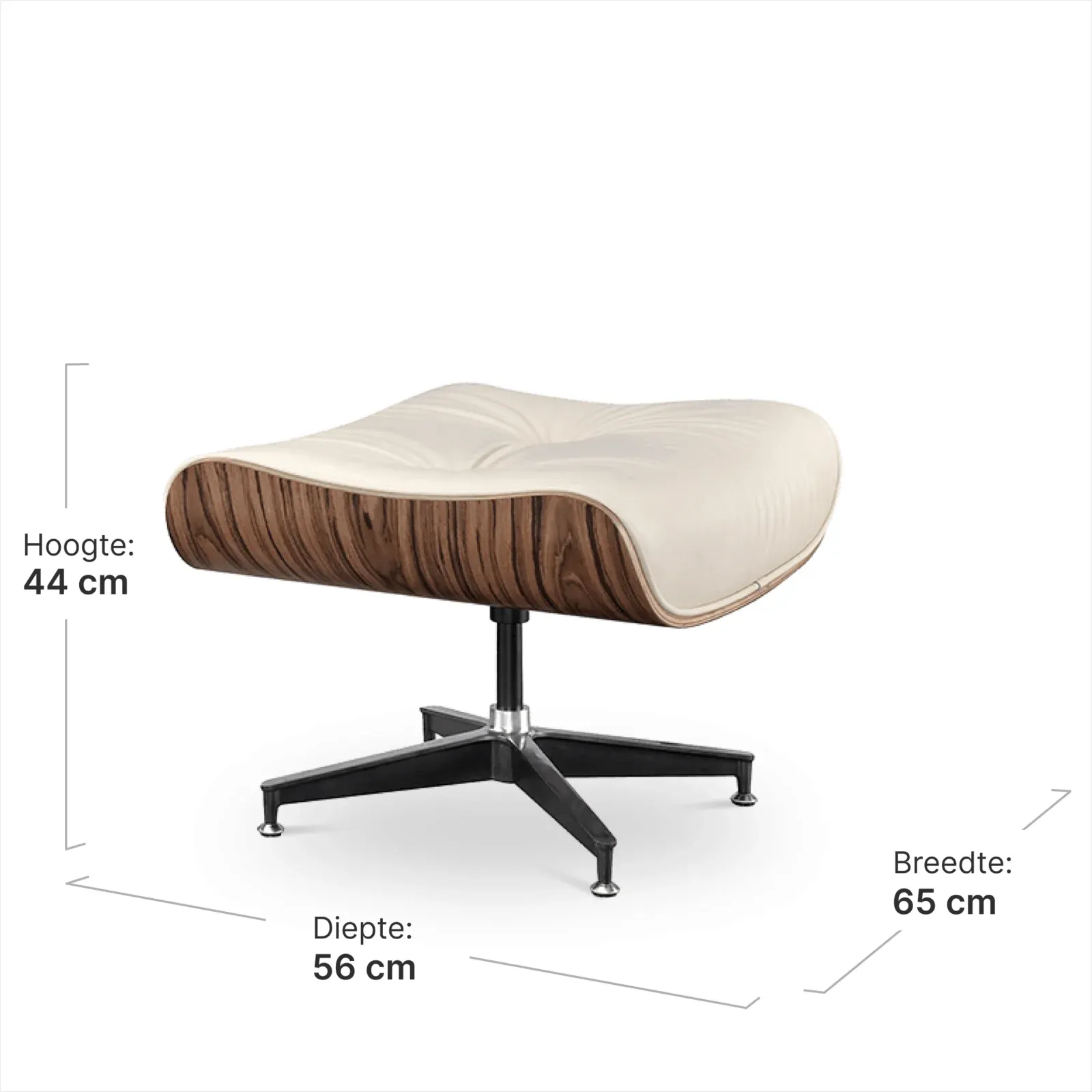 Cavel Lounge Chair Offwhite Leer | Naturel Palissander Schalen