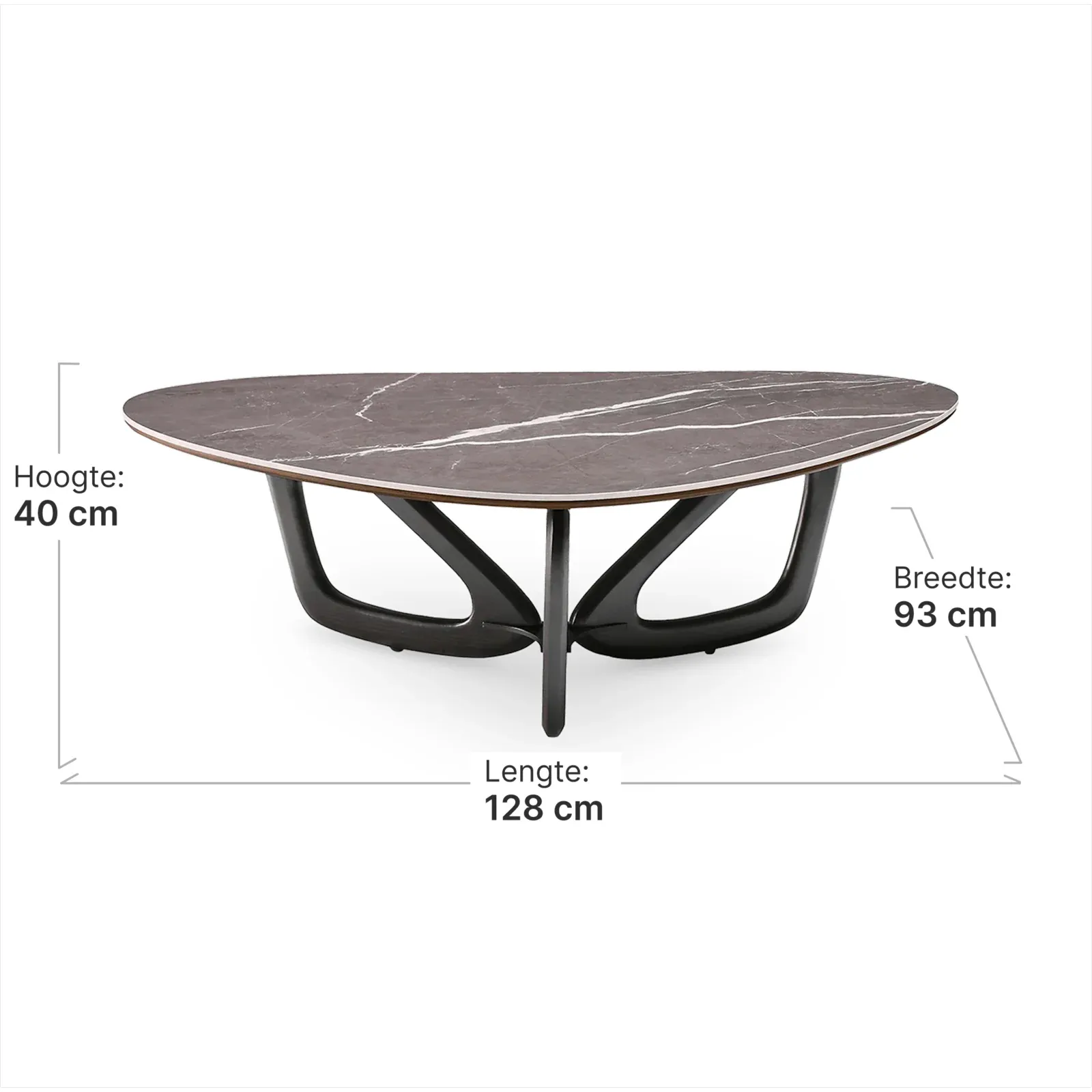 Japandi Salontafel Butterfly | Antraciet Keramiek | Zwart Onderstel