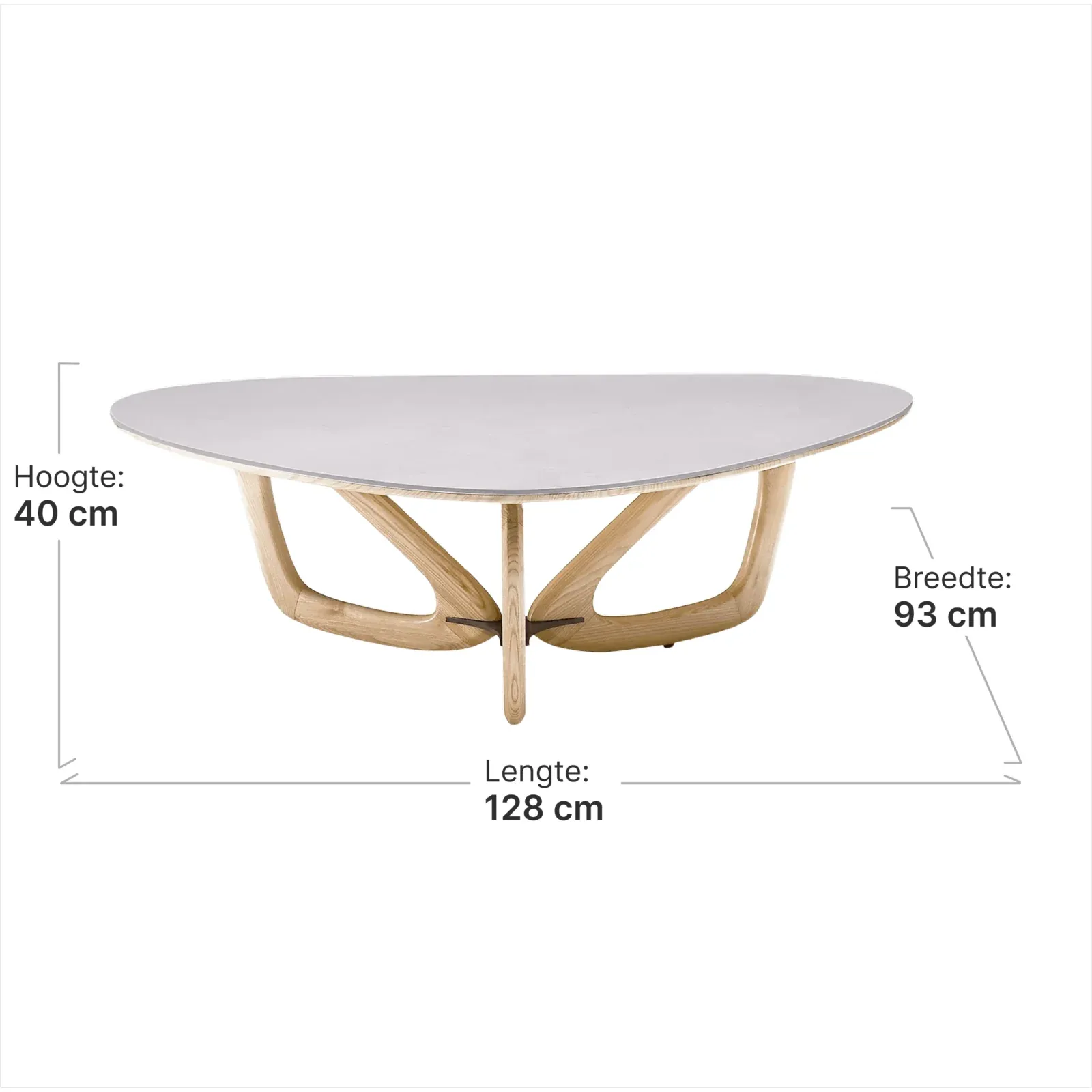 Japandi Salontafel Butterfly | Wit Keramiek | Essen Onderstel