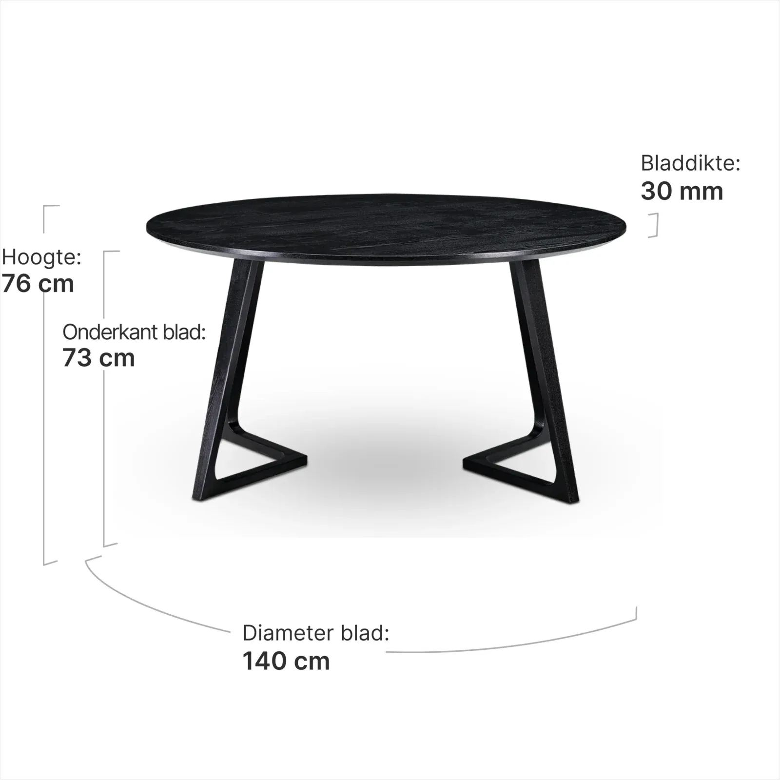 Eettafel Jensen Rond Zwart Essen