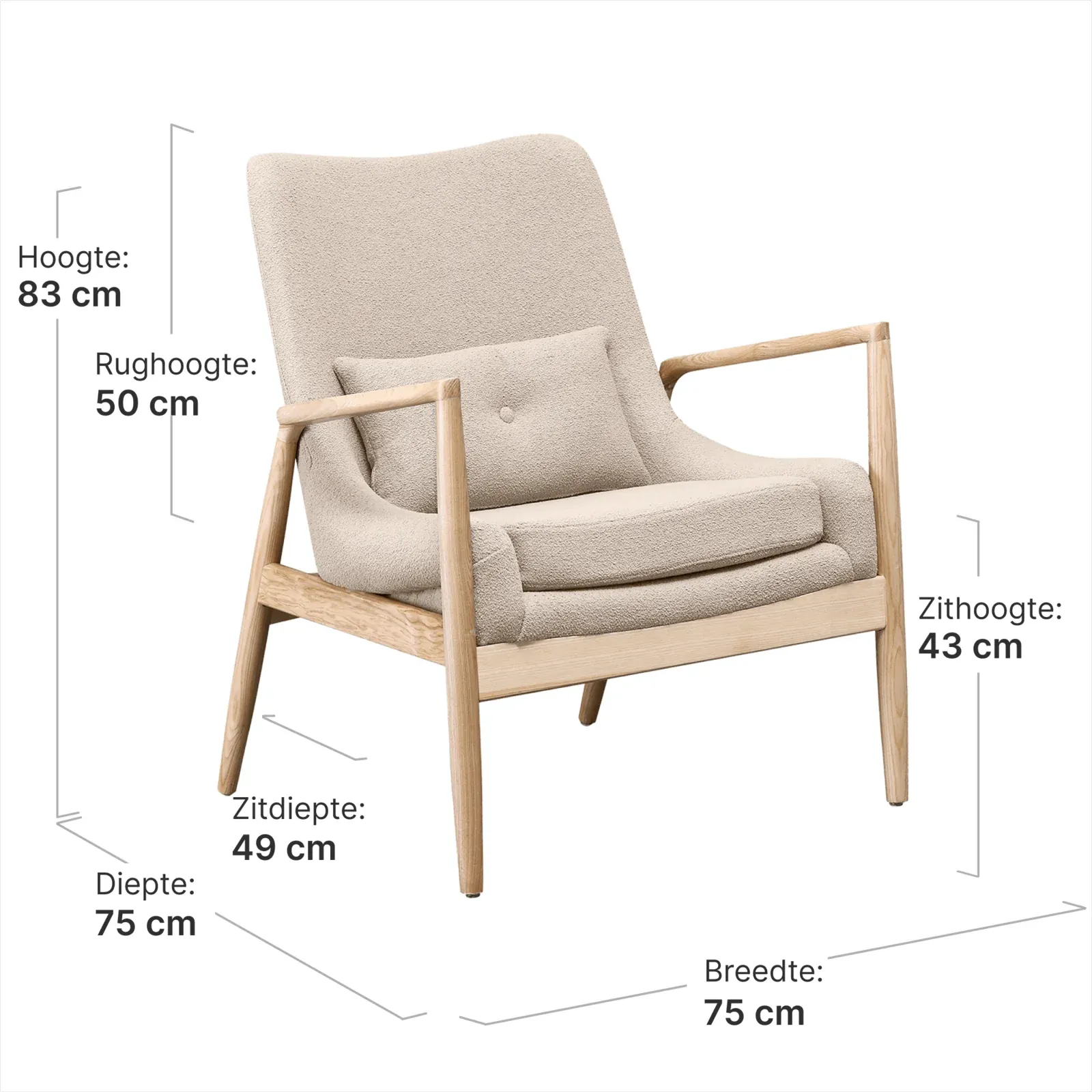Cavel Flyder Scandinavische Lounge Chair Teddy Taupe Essen