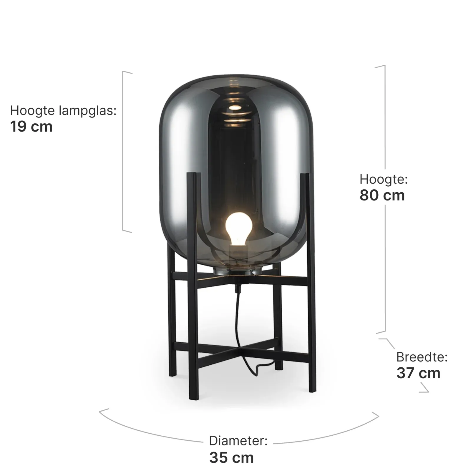 Tafellamp Bowl | Smoky Zwart