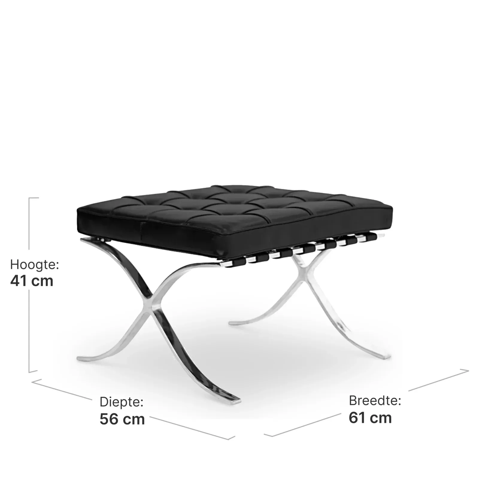 Paviljoen Chair XL Zwart Leer
