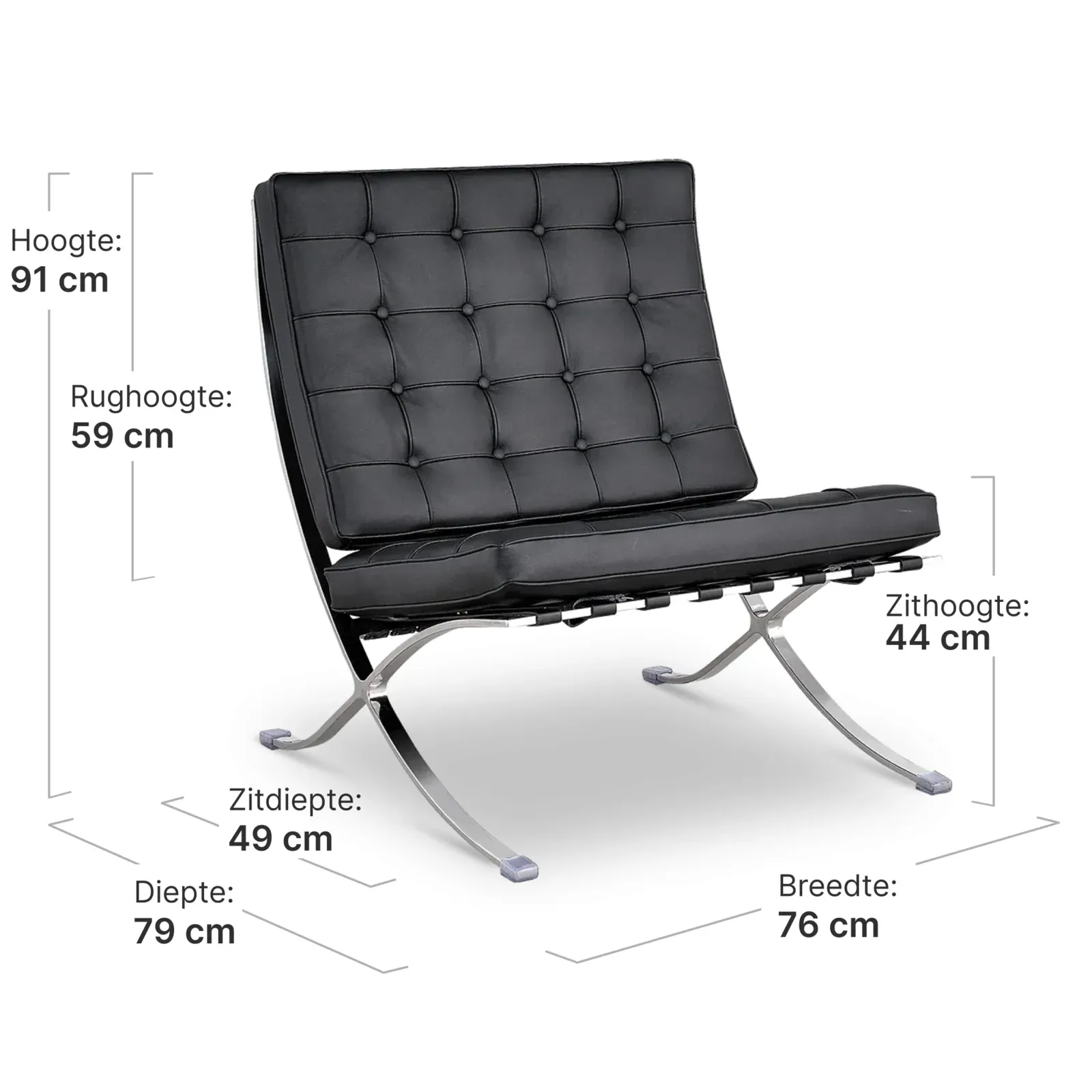 Paviljoen Chair XL Zwart Leer