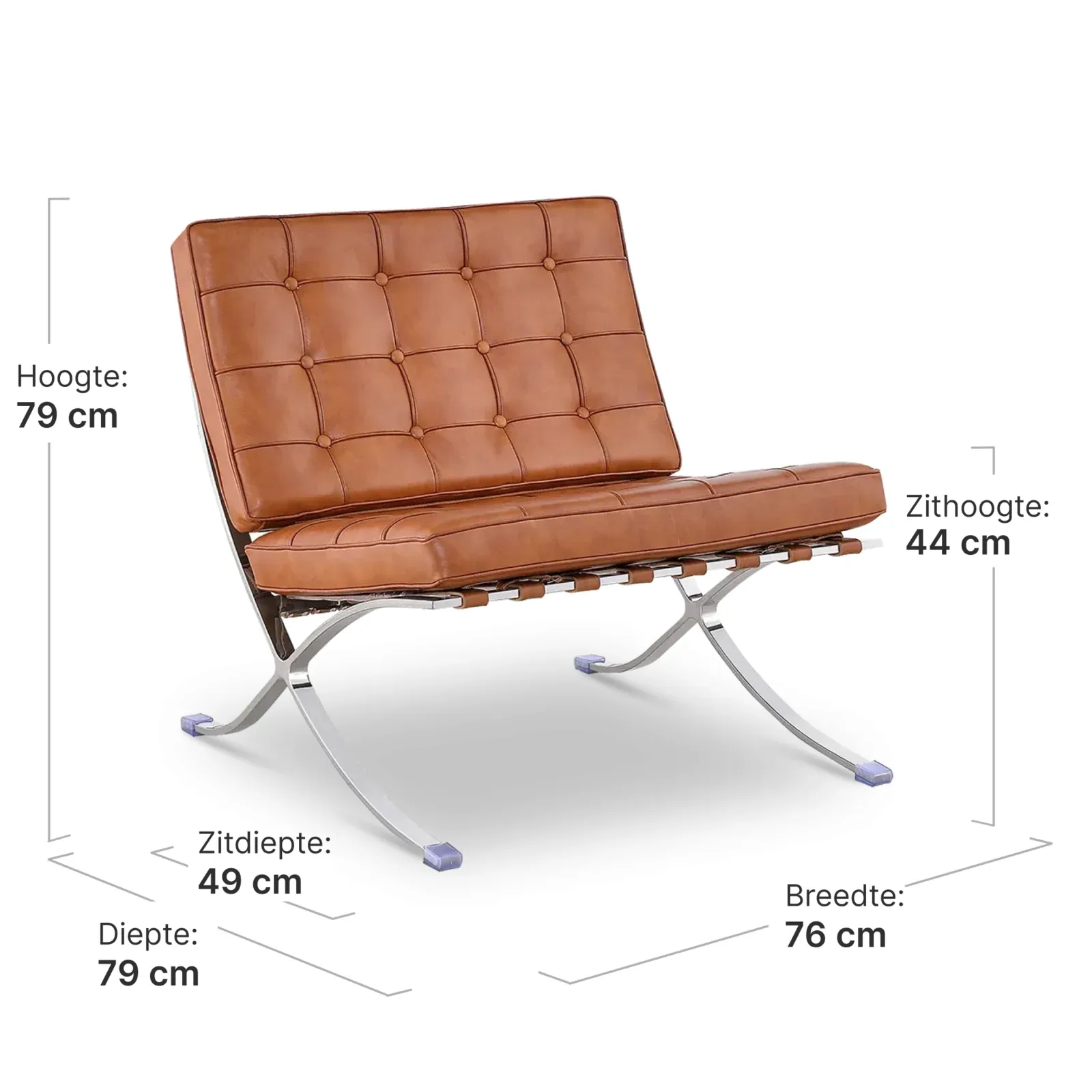 Paviljoen Chair Luxe Volleer Cognac/Bruin