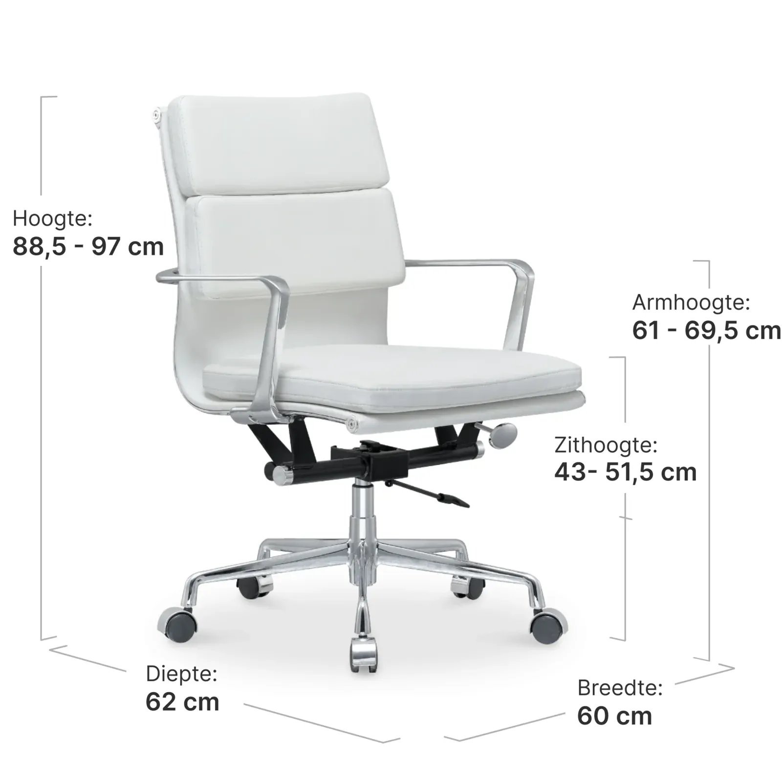 Cavel CD 217 Softpad Bureaustoel Wit Leer