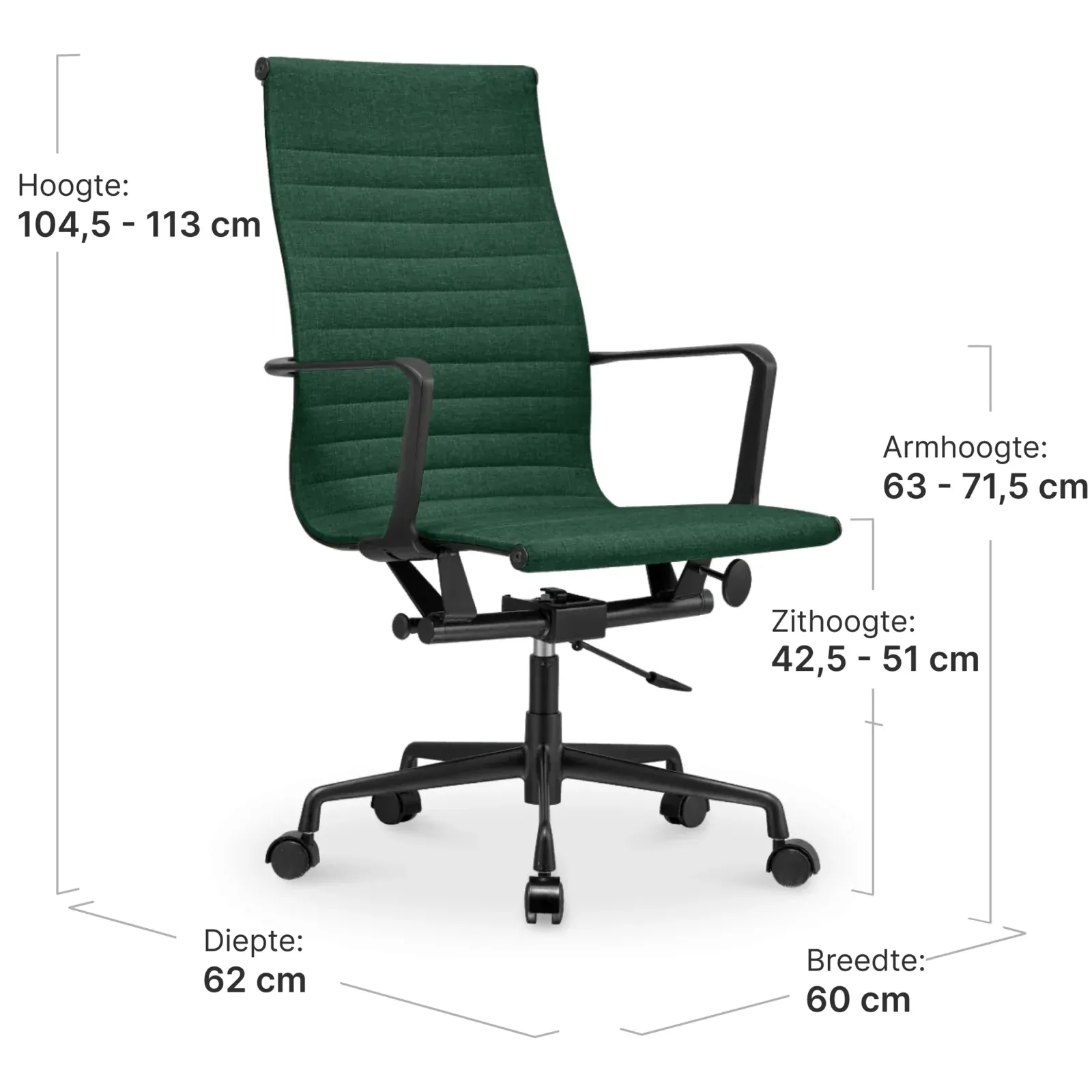 Cavel CD 119 Bureaustoel Groen Linnen | Zwart Frame