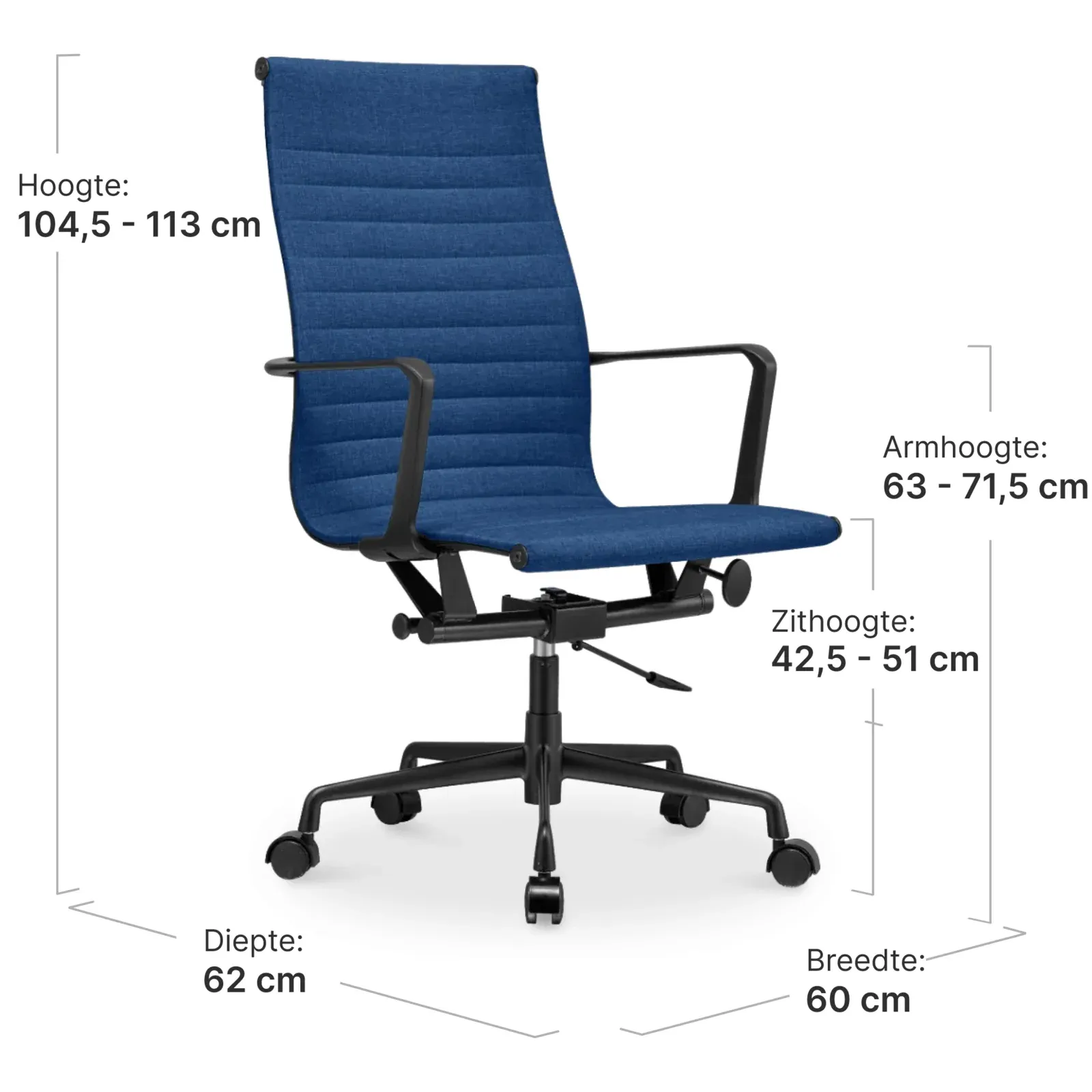 Cavel CD 119 Bureaustoel Blauw Linnen | Zwart Frame