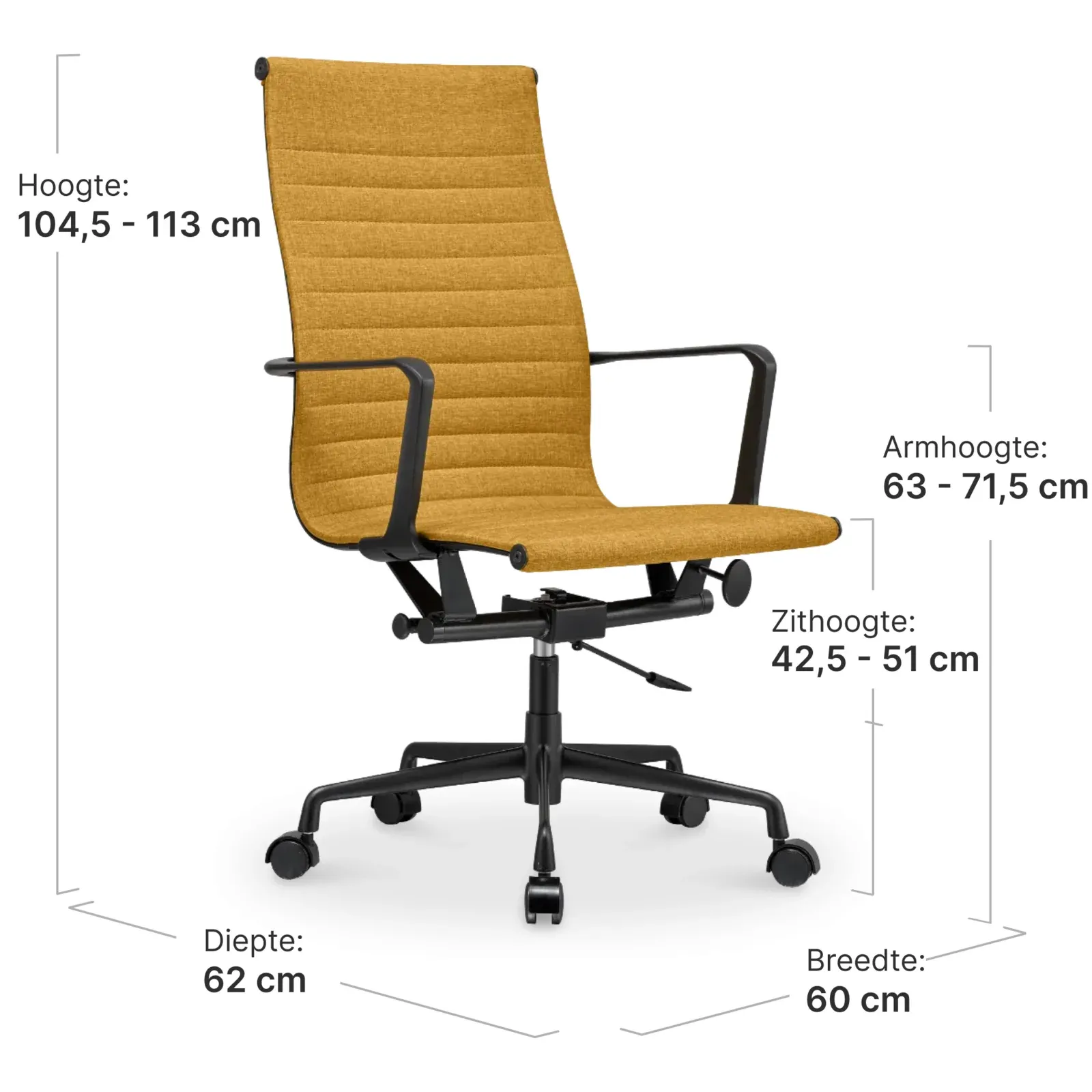 Cavel CD 119 Bureaustoel Oker Linnen | Zwart Frame
