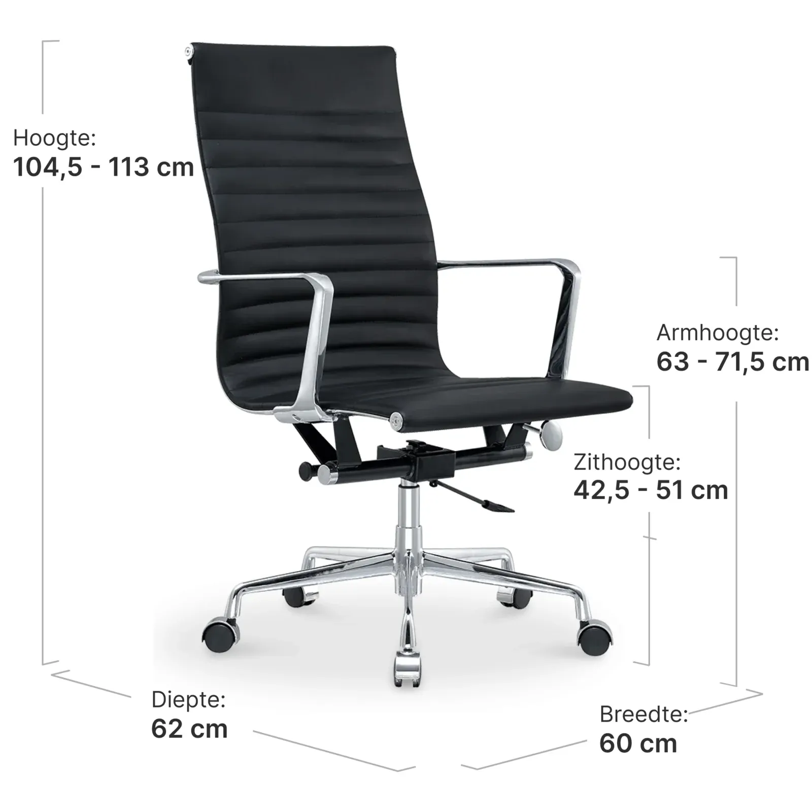 Cavel CD 119 Bureaustoel Zwart Leer
