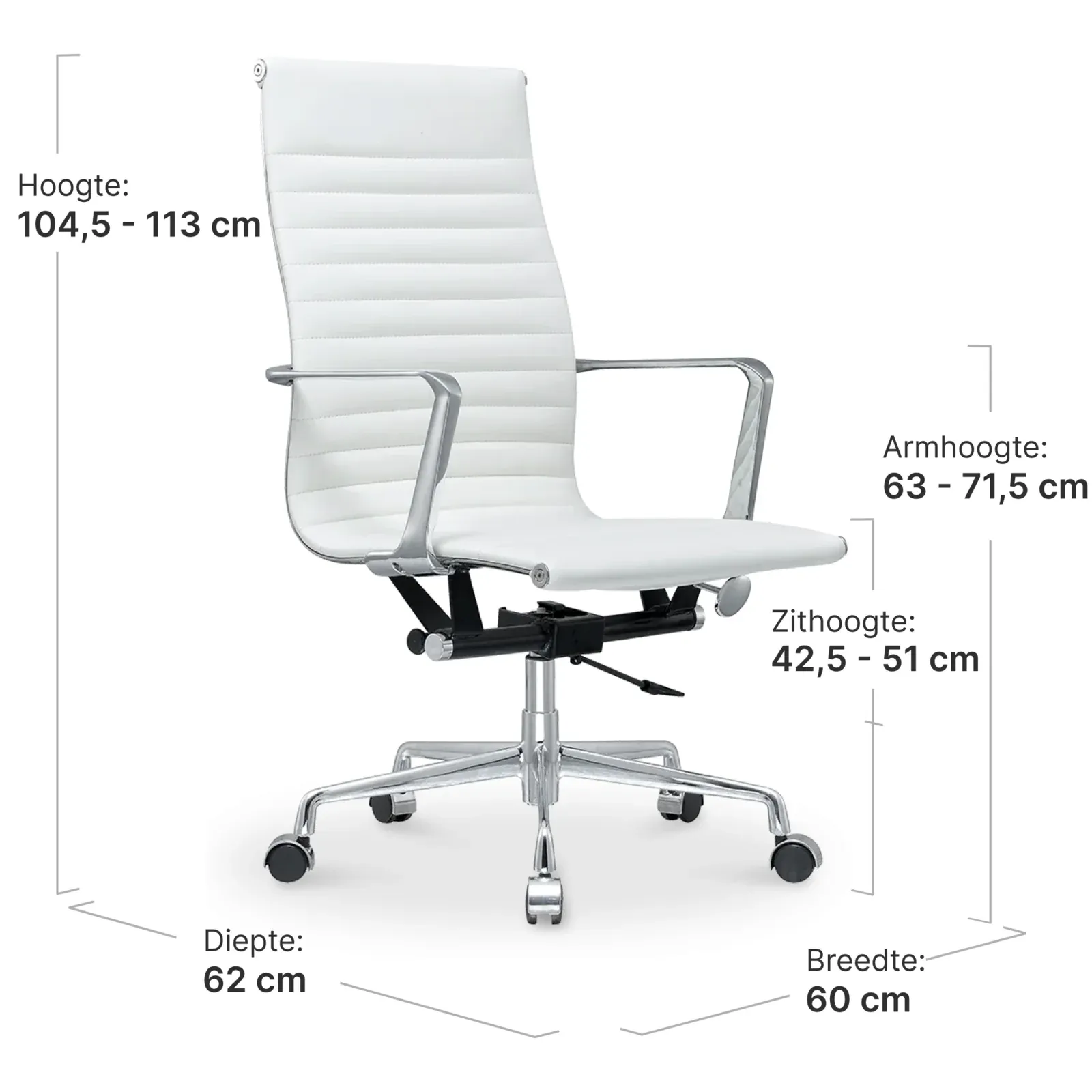Cavel CD 119 Bureaustoel Wit Leer