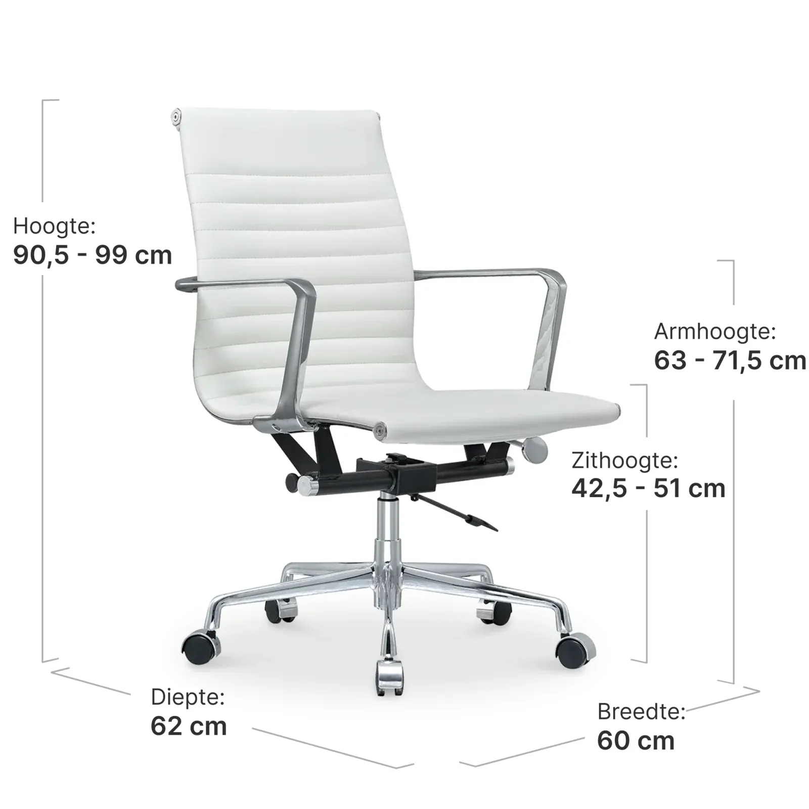 Cavel CD 117 Bureaustoel Wit Leer