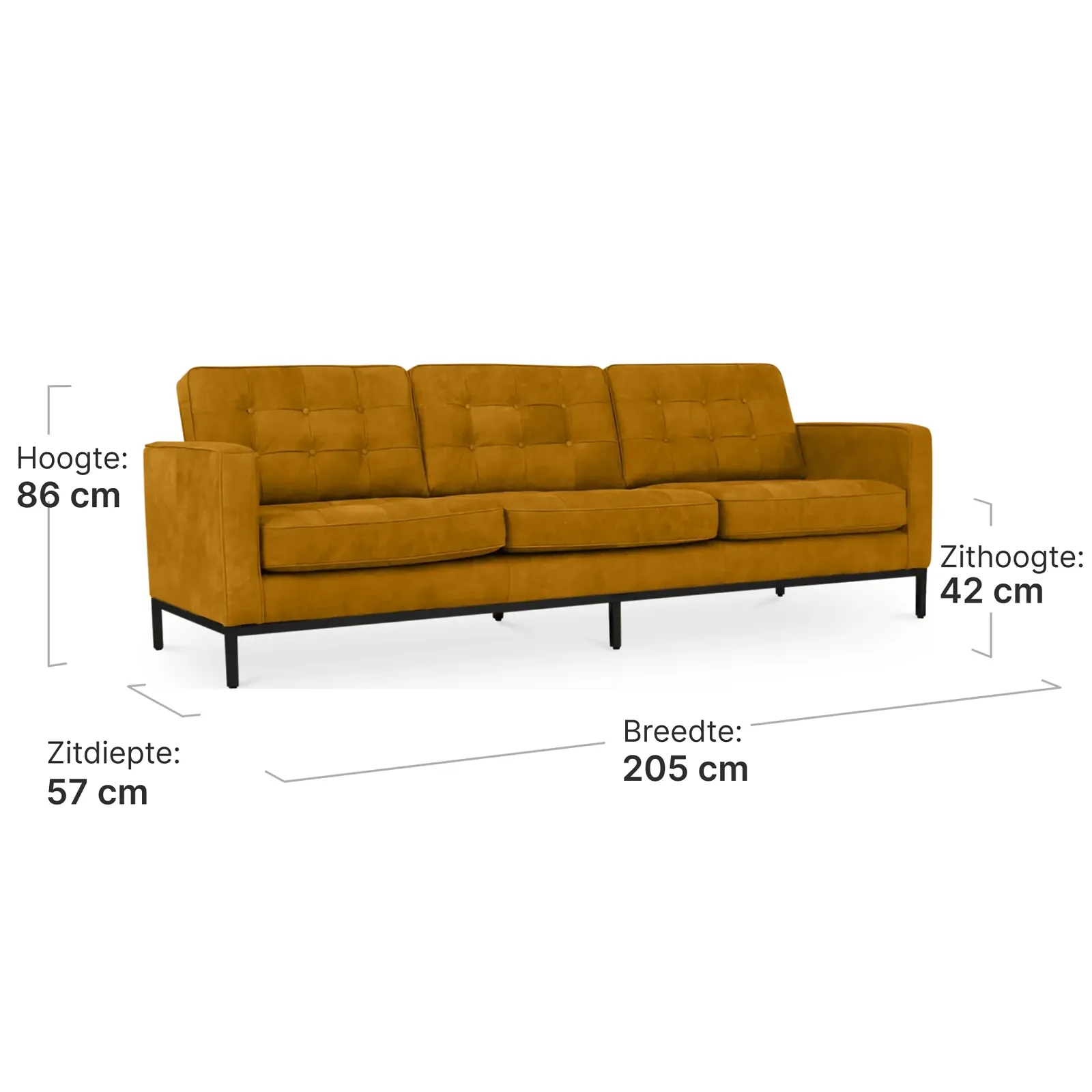 Italo Drie Zits Okergold Velvet