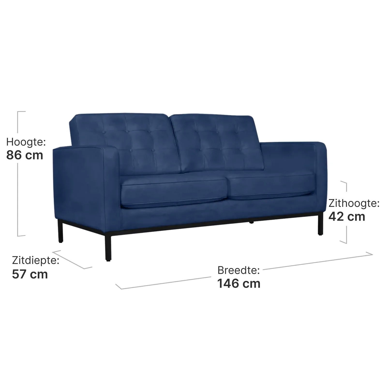 Italo Twee Zits Kings Blue Velvet