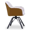 Draaibare Eetkamerstoel Nord | Taupe Sheepskin Cognac Leer  | Zwart Onderstel