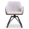 Draaibare Eetkamerstoel Nord | Taupe Sheepskin Cognac Leer  | Zwart Onderstel