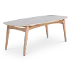 Eettafel Japandi Deens Ovaal Wit Keramiek | Naturel Onderstel