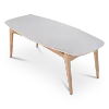 Eettafel Japandi Deens Ovaal Wit Keramiek | Naturel Onderstel