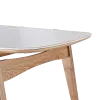 Eettafel Japandi Deens Ovaal Wit Keramiek | Naturel Onderstel