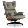 Cavel Lounge Chair Olijf Groen Leer | Naturel Palissander Schalen