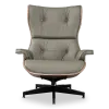 Cavel Lounge Chair Olijf Groen Leer | Naturel Palissander Schalen