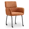 Eetkamerstoel Met Wieltjes Modar | Terracotta Chenille