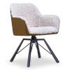 Draaibare Eetkamerstoel Nord | Taupe Sheepskin Cognac Leer  | Zwart Onderstel