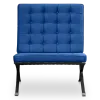Barcelona Chair XL Blauw Velvet Set | Inclusief Voetenbank | Zwart Frame