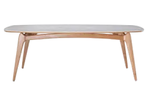 Eettafel Japandi Deens Ovaal Wit Keramiek | Naturel Onderstel