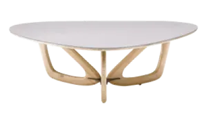 Japandi Salontafel Butterfly | Wit Keramiek | Essen Onderstel