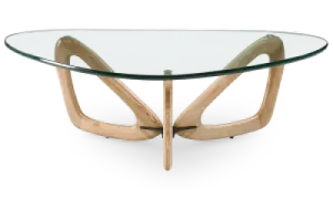 Japandi Salontafel Butterfly | Glazen Blad | Essen Onderstel