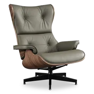 Cavel Lounge Chair Olijf Groen Leer | Naturel Palissander Schalen