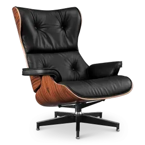 Cavel Lounge Chair Zwart Leer | Palissander Schalen