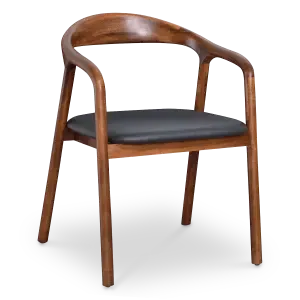 Artson Eetkamerstoel | Walnoot Hout | Zwart PU Leer