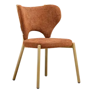 Japandi Eetkamerstoel Cho | Terracotta Chenille | Eiken