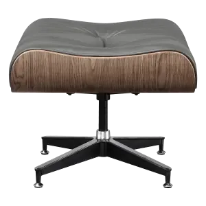Cavel Lounge Chair Ottoman / Hocker Grijs Leer | Walnoot Schaal