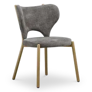 Japandi Eetkamerstoel Cho | Grijs/Bruin Chenille | Eiken