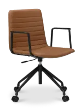 Cavel Lincoln Bureaustoel | Cognac PU Leer | Mat Zwart
