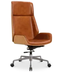 Bureaustoel Charles Cognac Leer, Essen Hout