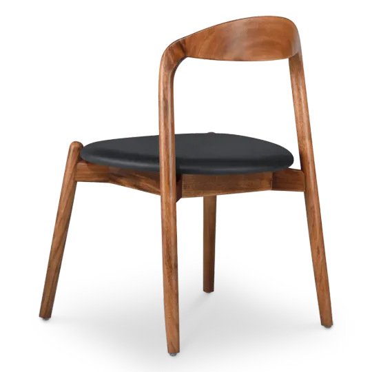 Bow Eetkamerstoel | Walnoot Hout | Zwart PU Leer